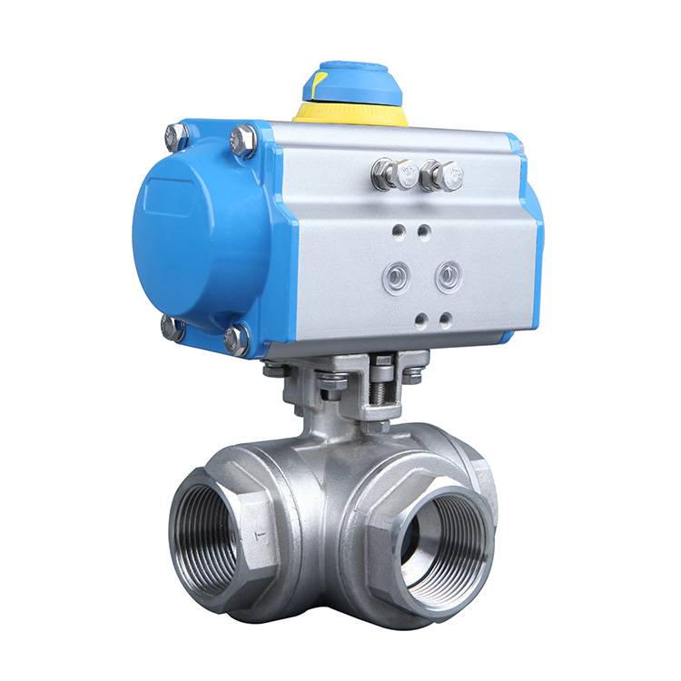 Pneumatic 3-Way Thread Ball Valves